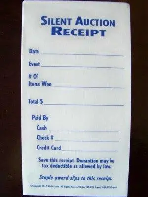 3-Part Silent Auction Ticket Tally Receipt (100/Pack) 1