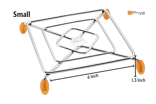 Priya Heavy Stainless Steel Premium Mirror Polish Hot Pot Stand | Strong & Durable | Set Of 2 2