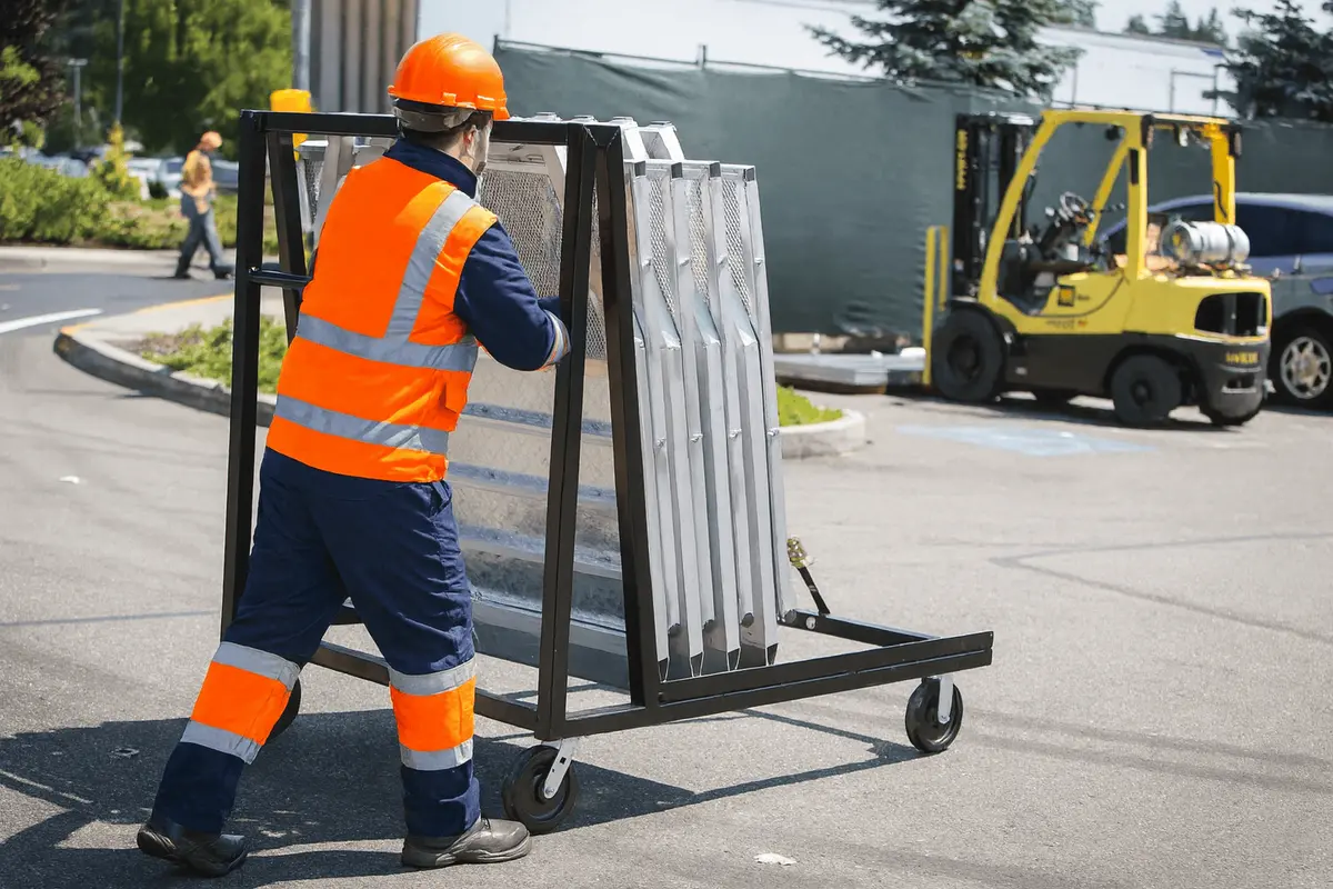 Stage Barrier Transport & Storage Cart 5, 8, 10 Capacity 1