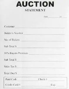 Stock Auction Statement #98, 2-Part (250/Pack) 1
