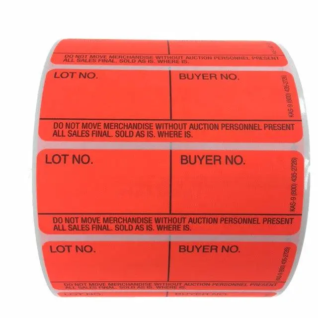 Style 9 Fluorescent Red Lotting Labels - Super Stick (1000/Roll) 1
