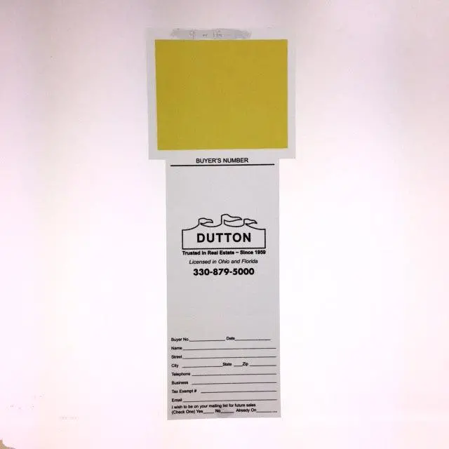 T-Bid Custom Bid Card (1000) W/ Yellow Square 1
