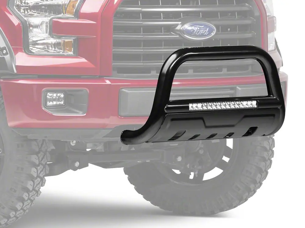 Barricade 3-Inch Black Bull Bar with Skid Plate and 20-Inch Single-Row LED Light Bar – Fits 2004–2025 Ford F-150 (Excl. Raptor)