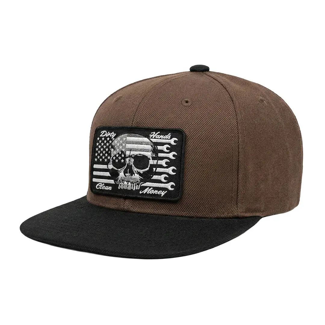 Flagship Skull Flat Brim Hat- Dark Putty Black 1