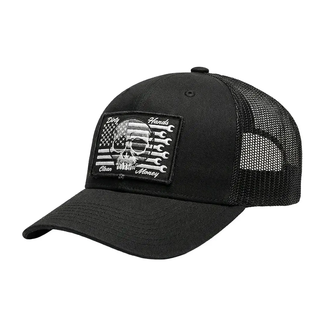 Flagship Skull Curved Brim Trucker- Black 1