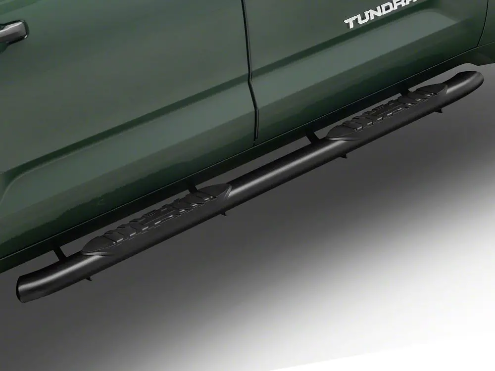 Barricade 5-Inch Oval Bent-End Side Step Bars – Textured Black for 2022–2025 Tundra CrewMax