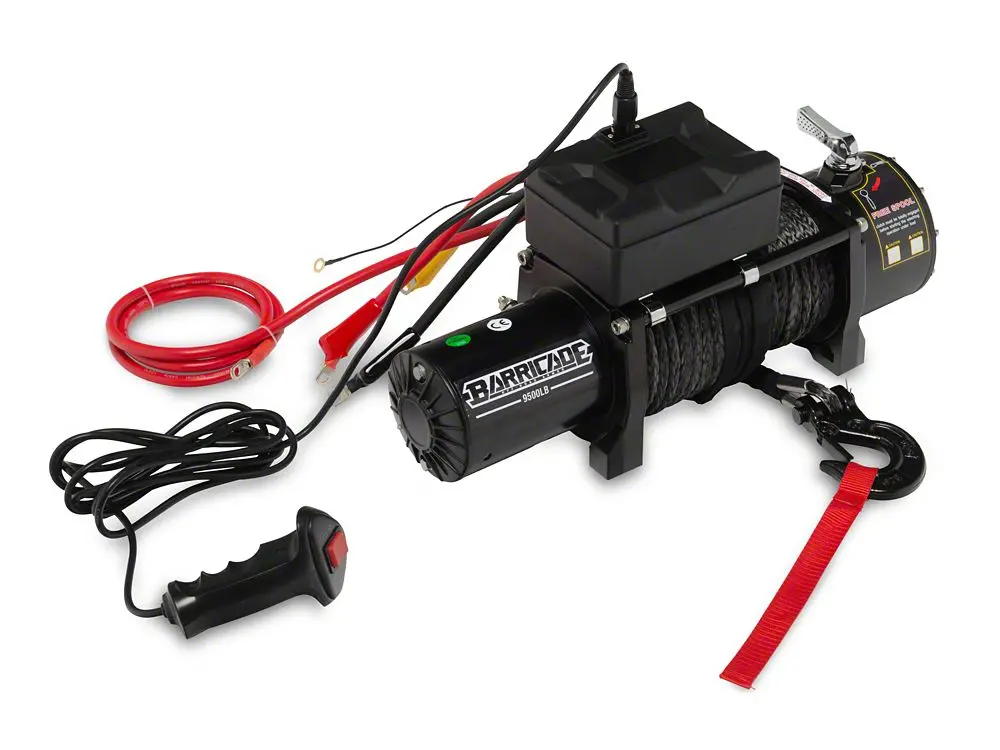 Barricade 9,500 lb Universal Winch with Black Synthetic Rope