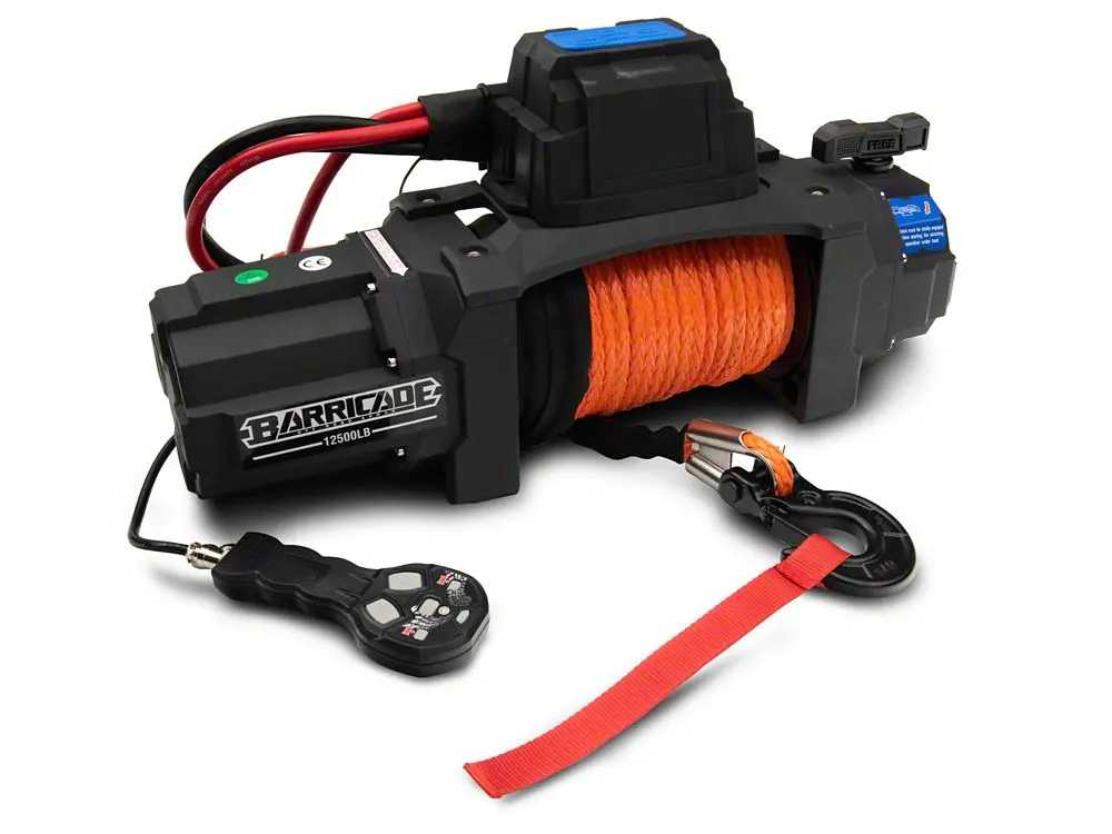 Barricade 12,500 lb Heavy-Duty Winch with Synthetic Rope and Wireless Remote – Universal