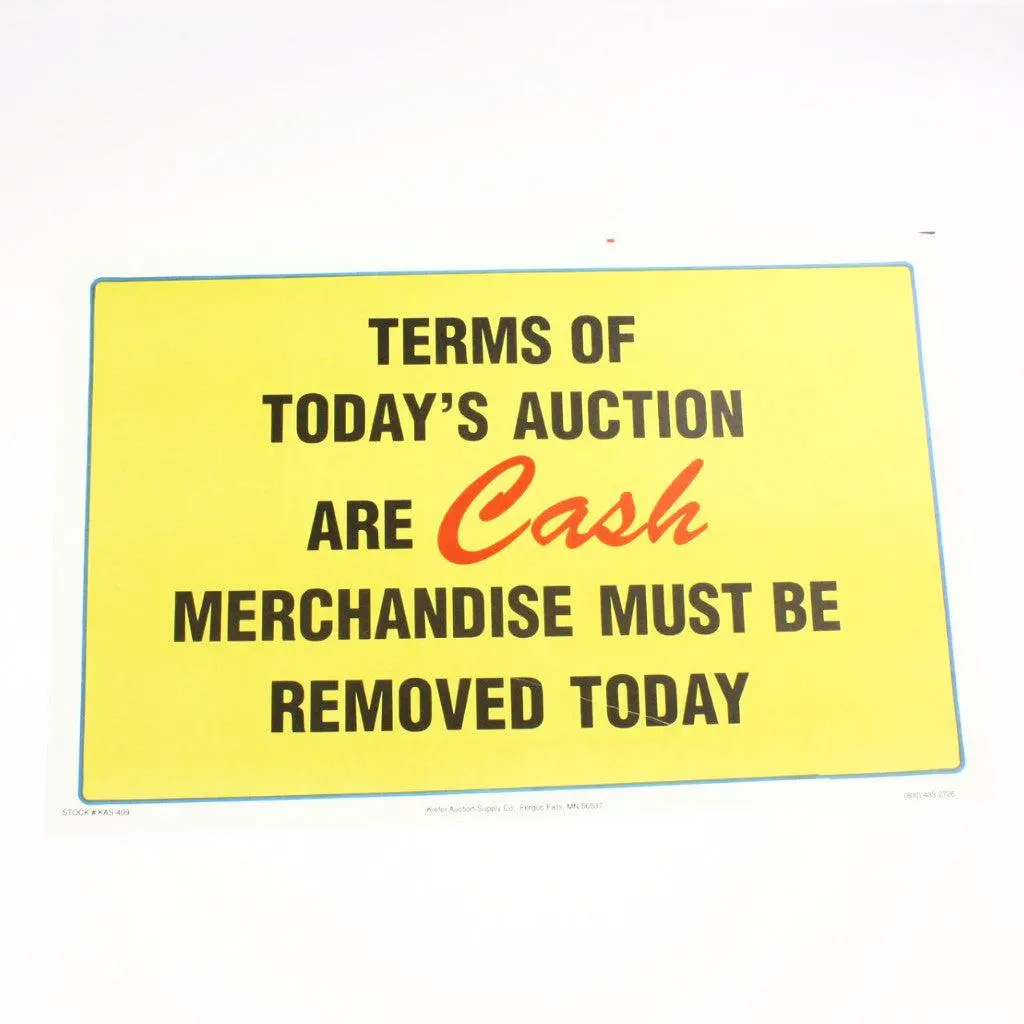 "Terms Are Cash" - 11" X 17" Laminated Sign 1