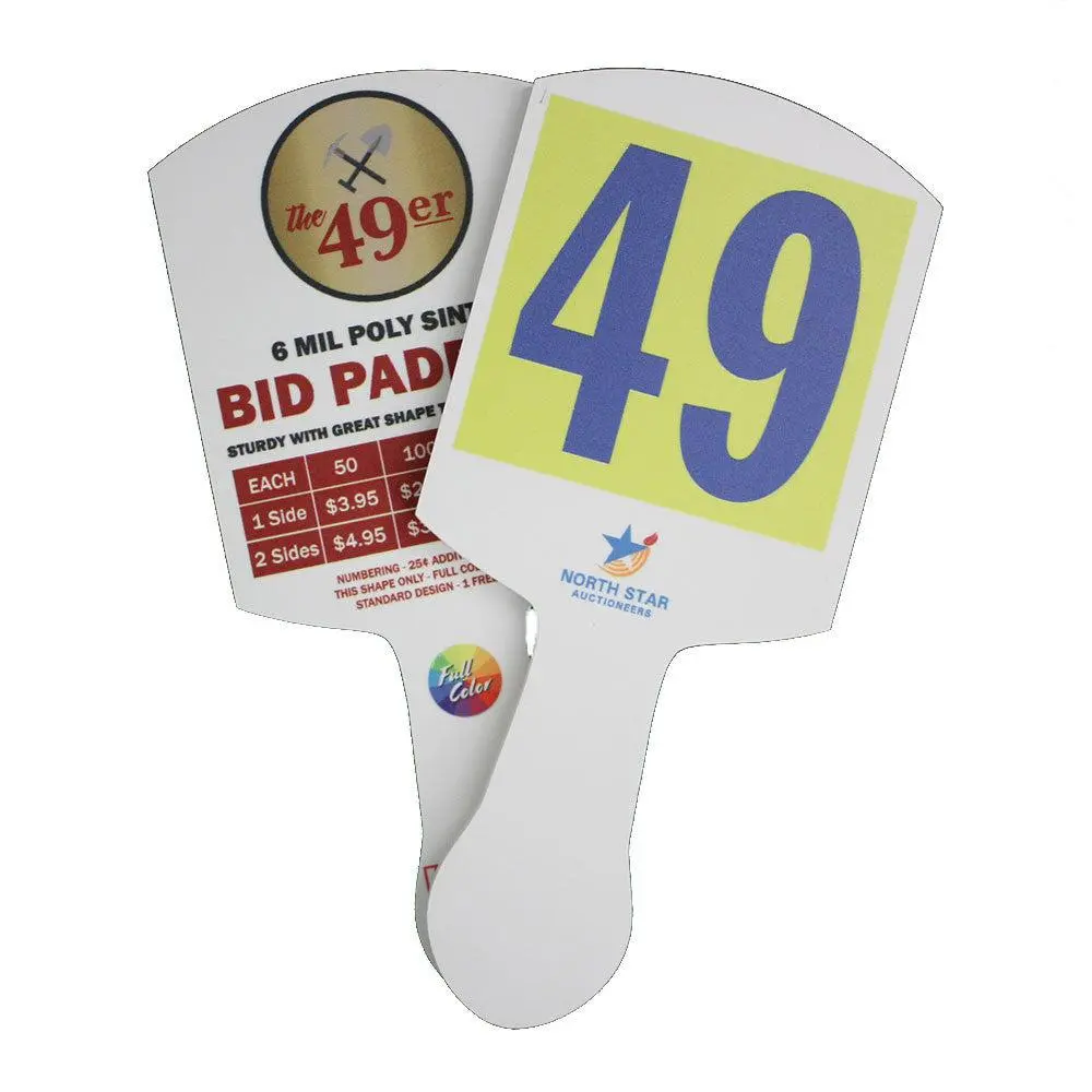 The '49Er'  Plastic Bid Paddle - Full Color (Min 50) 1