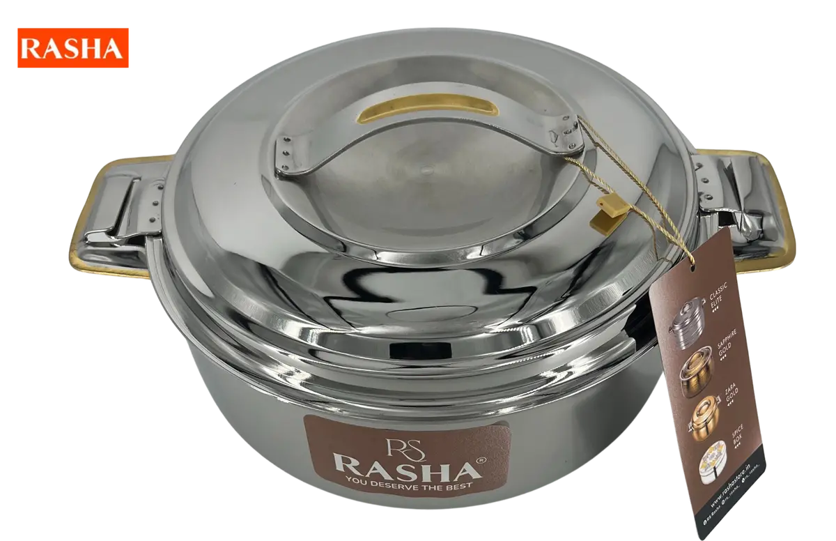 Rasha Stainless Steel Insulated Gold Casserole With Stainless Steel Lid 1