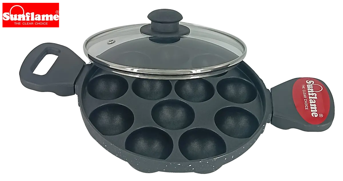 Sunflame Nonstick Appampatra With Glass Lid | 12 Cups 1