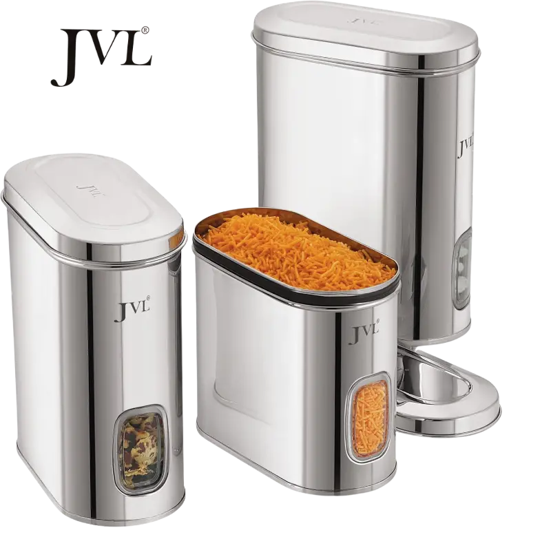 Jvl Premium Stainless Steel Kitchen Food Storage Capsule Shape Galaxy Window Canister With Ss Lid For Dry Items Storage 1
