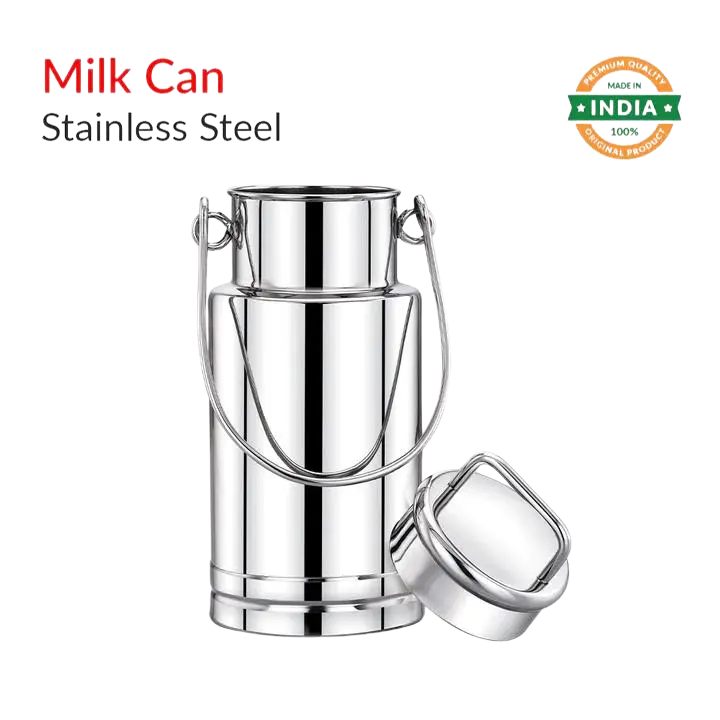 Maxima Barni Stainless Steel Milk Container Wire Handle, Stainless Steel, Easy To Carry Liquid Product, Ideal Option As Storage For Butter Milk, Oil, Ghee, Milk, Etc 1