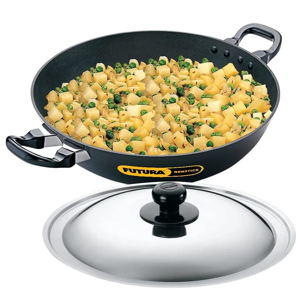 Hawkins Futura Round Bottom Nonstick Kadhai | Deep Fry Pan | 4 Ltr With Ss Lid (Black) Code:Nk40s 1