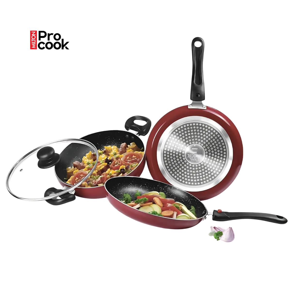 Milton Proccok My Kitchen Set Granito Nonstick 3 Pcs Set | Glass Lid | Induction Compatible 1