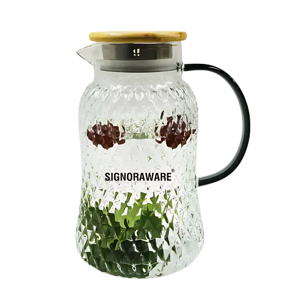 Signoraware Borozen Borosilicate Glass Jug With Bamboo Lid |  1700 Ml 1