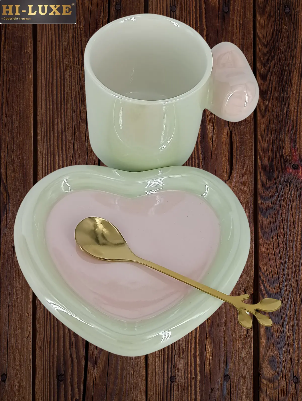 Hiluxe 1 Pc Unique Porcelain Cup & Saucer Set With Spoon | Gifting 1