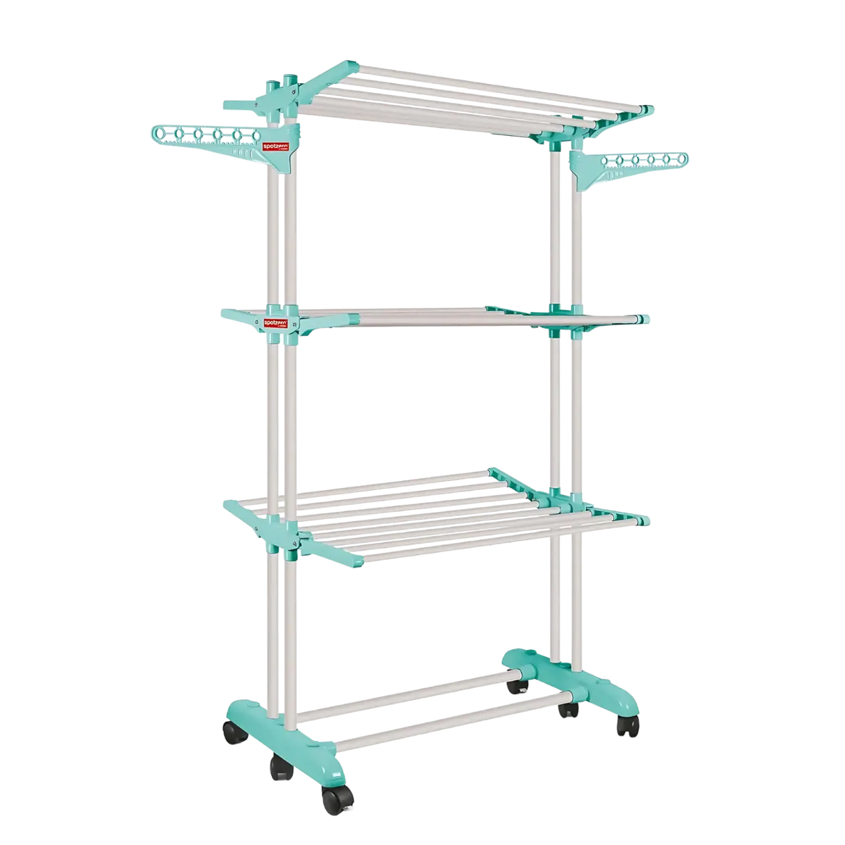 Spotzero By Milton 3 Layers Cloth Drying Stand, Aqua Green | Cloth Dryer | Floor | Balcony 1