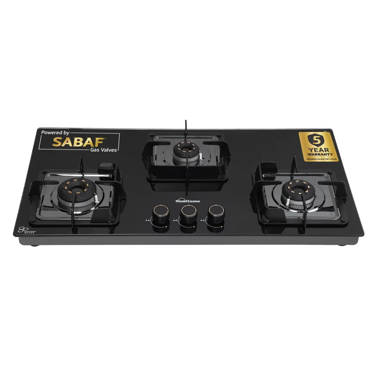 Sunflame 3 Burner Ultra-Slim Countertop Hob 80 Cm Wide | Italian Sabaf Valve | Auto Ignition 1