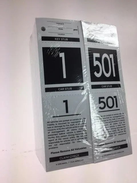 Valet Pre-Numbered Claim Checks (1000/Pack) 1