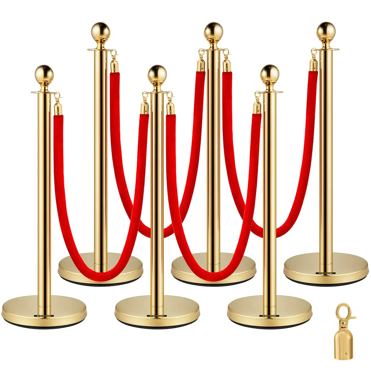 Gold Velvet Rope  Stanchion Queue Barrier 1