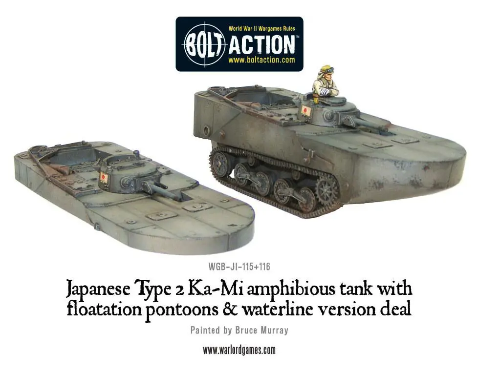 Japanese Type 2 Ka-Mi Amphibious Tank With Floatation Pontoons & Waterline Version Deal 1
