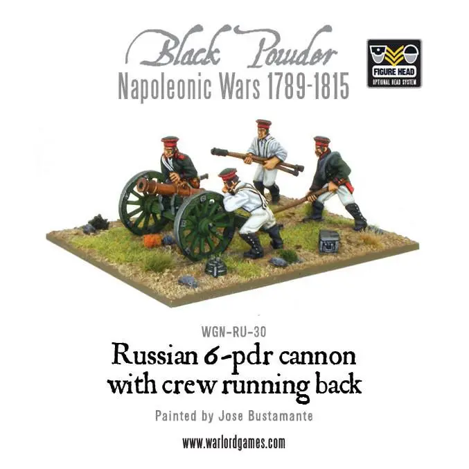 Napoleonic Russian 6 Pdr Cannon 1809-1815 With Crew Running Back 1