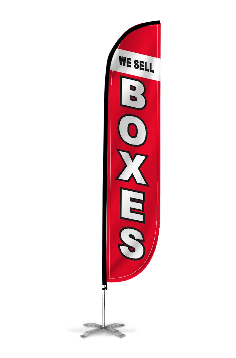 We Sell Boxes Feather Flag 1