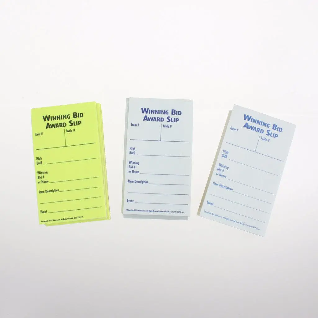 Winning Bid Award Slip, 1, 2 Or 3-Part 1