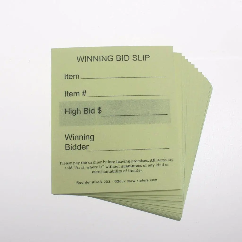 Winning Bid Slip, 2-Part (100/Pack) 1