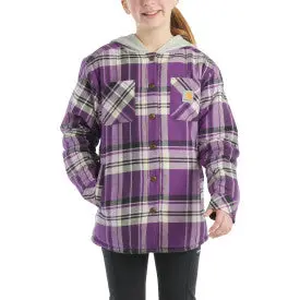 Youth Girls Long Sleeve Flannel Snap Front Hooded Shirt Jacket - Majesty 1