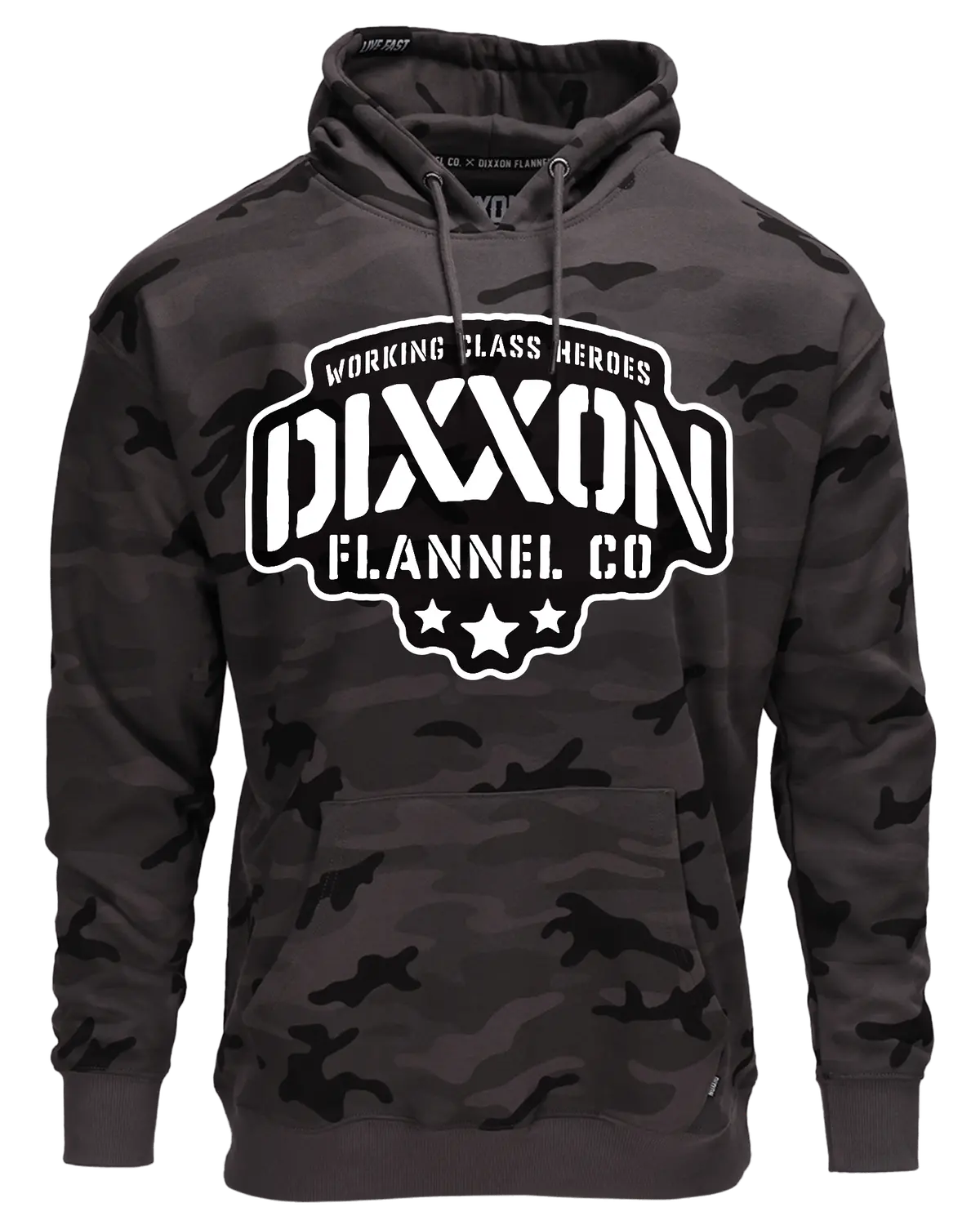 Black & White Stencil Pullover Hoodie - Black Camo 1