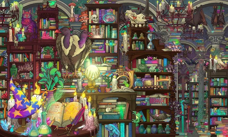 Library Of Spells And Sorcery Wooden Jigsaw Puzzle 1