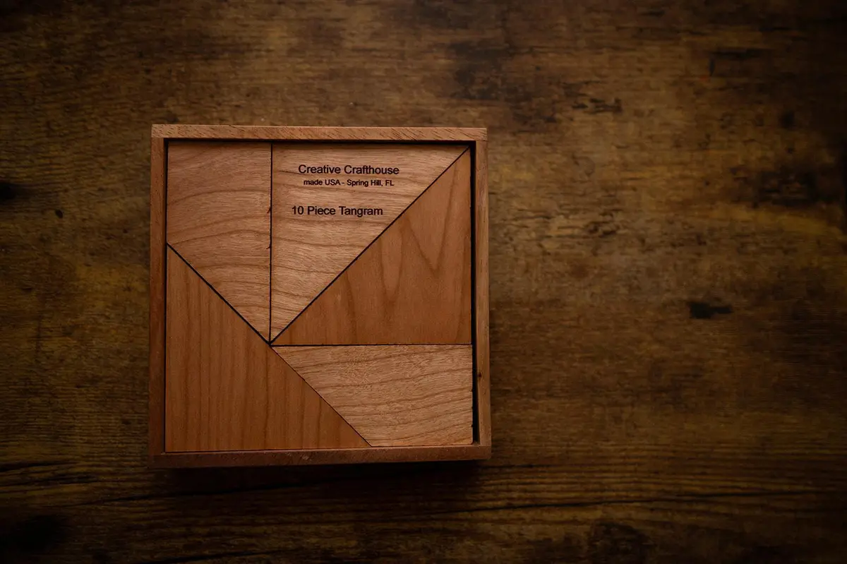 Tangram 10 Piece With Box & Cover - Will Make 190 Shapes 1