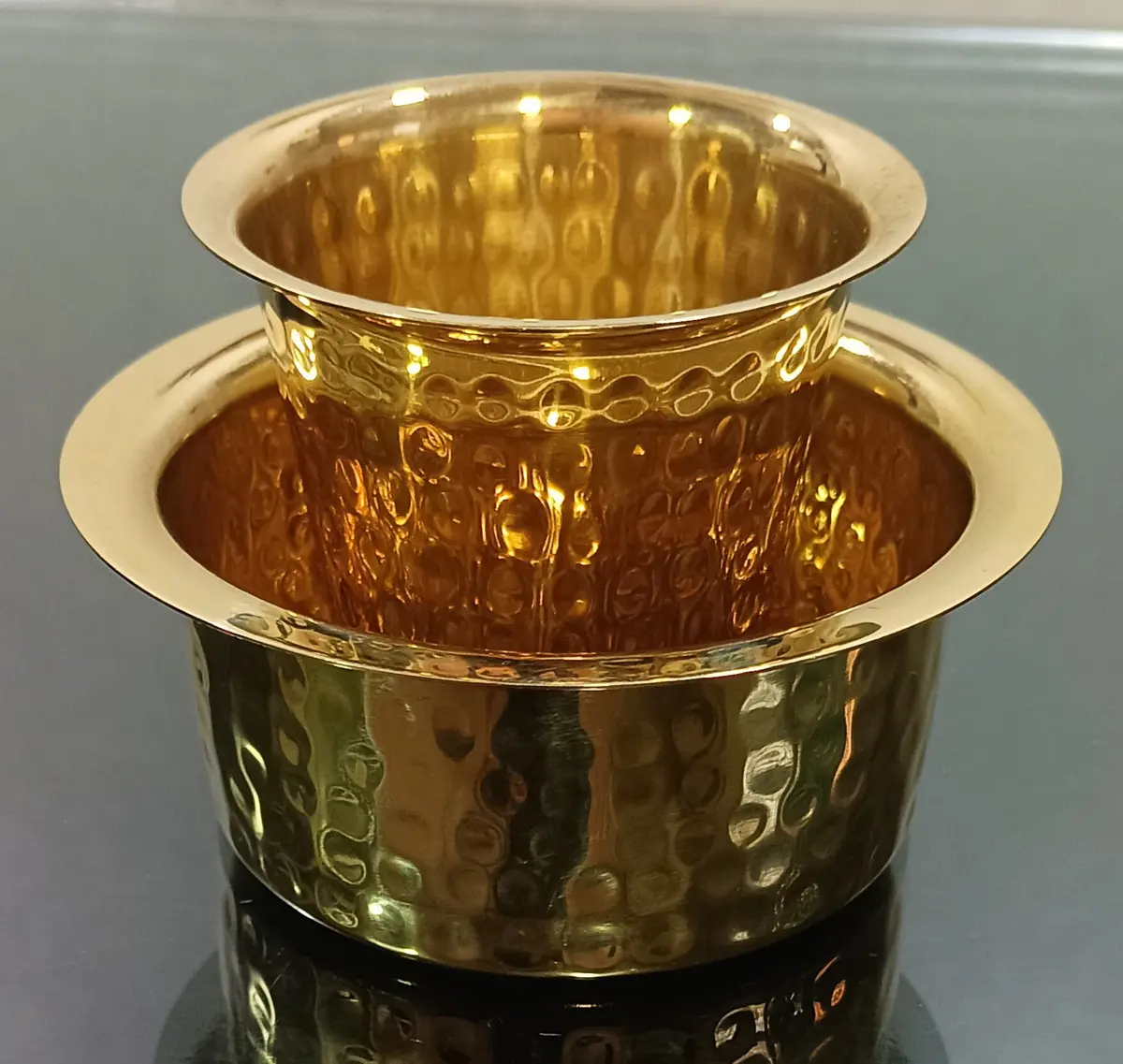 South Indian Brass Coffee Cup And Dabra Set, Filter Coffee Dabra Set 1