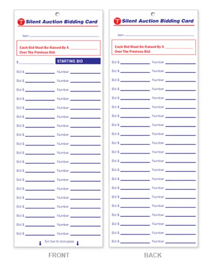 Silent Auction Bidding Slip (Size Is 4-1/4" X 11") 1 Or 2-Part 1