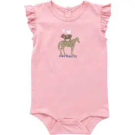 Infant Girls Short Sleeve Animal Stack Bodysuit - Peony 1