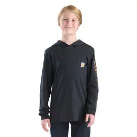Youth Boys Long-Sleeve Hooded Graphic T-Shirt - Caviar Black 1
