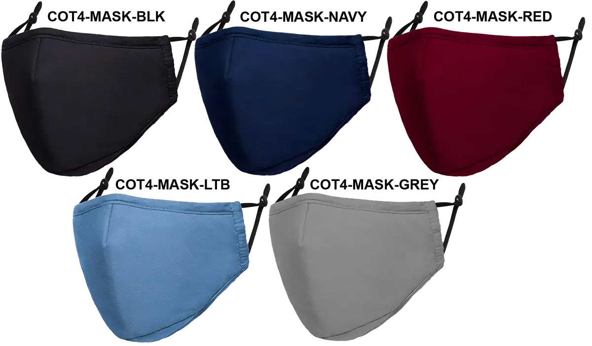Cot4-Mask 4-Ply Reusable Cotton Mask With Filter Pocket & Adjustable Ear Loops 1