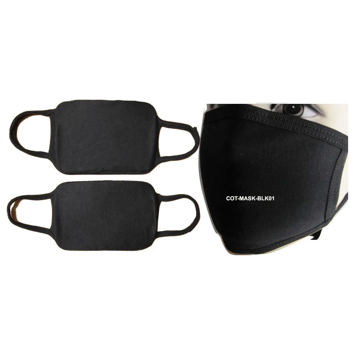 Cot2-Mask-Blk: 2-Ply Reusable Cotton Mask, Black 1