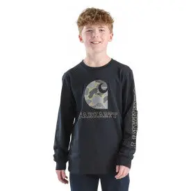 Youth Long-Sleeve Camo C T-Shirt- Caviar Black 1