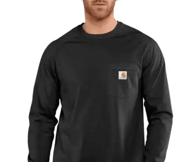 Men's Force Cotton Delmont Long Sleeve T-Shirt (Black) 1