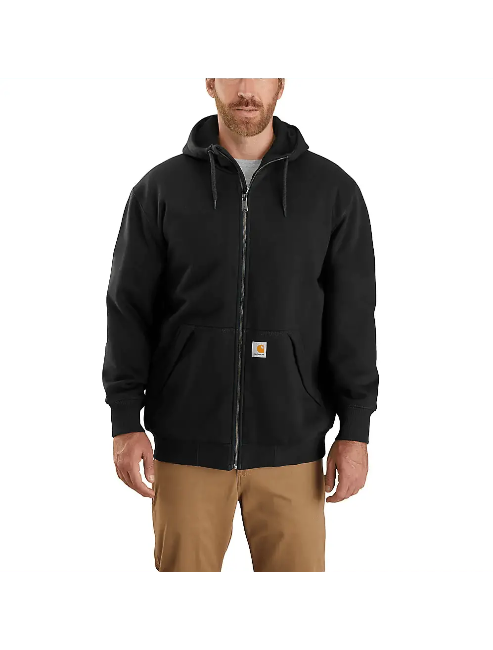 Rain Defender® Loose Fit Midweight Thermal-Lined Full-Zip Sweatshirt - Black 1