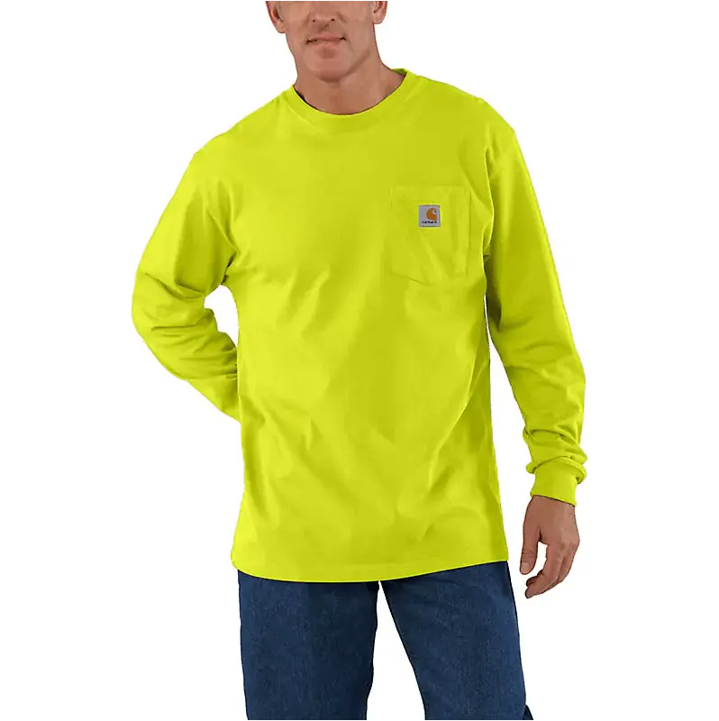 K126 - Loose Fit Heavyweight Long-Sleeve Pocket T-Shirt - Brite Lime 1
