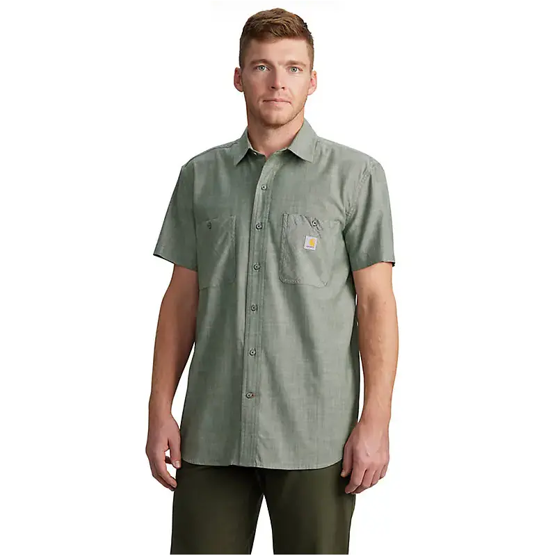 Rugged Flex Relaxed Fit Lightweight Short-Sleeved Cross Weave Shirt - Forestry Green 1