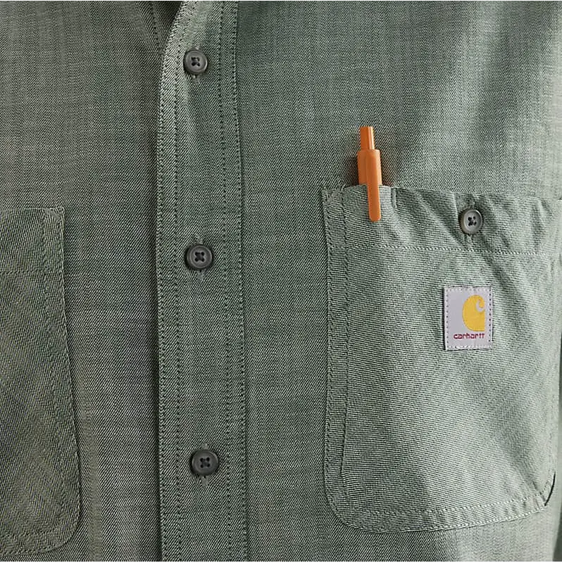 Rugged Flex Relaxed Fit Lightweight Short-Sleeved Cross Weave Shirt - Forestry Green 3