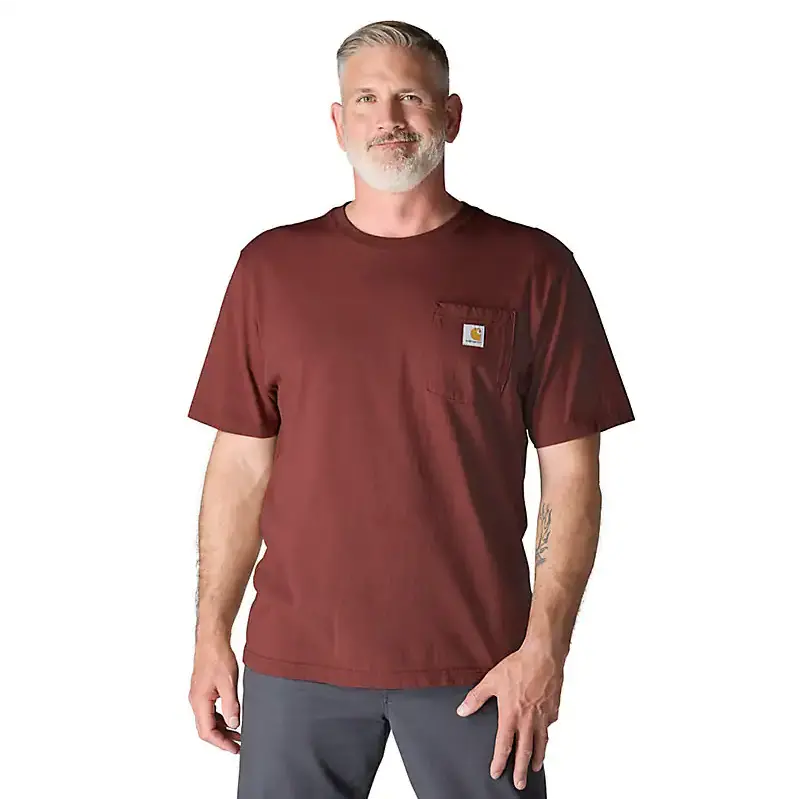 K87 - Loose Fit Heavyweight Pocket Tee- Dark Spice Red 1