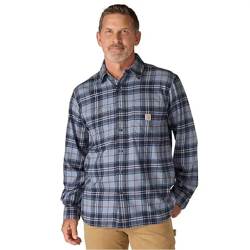 Rugged Flex® Relaxed Fit Midweight Long-Sleeve Plaid Shirt - Light Faded Navy 1