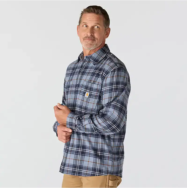 Rugged Flex® Relaxed Fit Midweight Long-Sleeve Plaid Shirt - Light Faded Navy 2